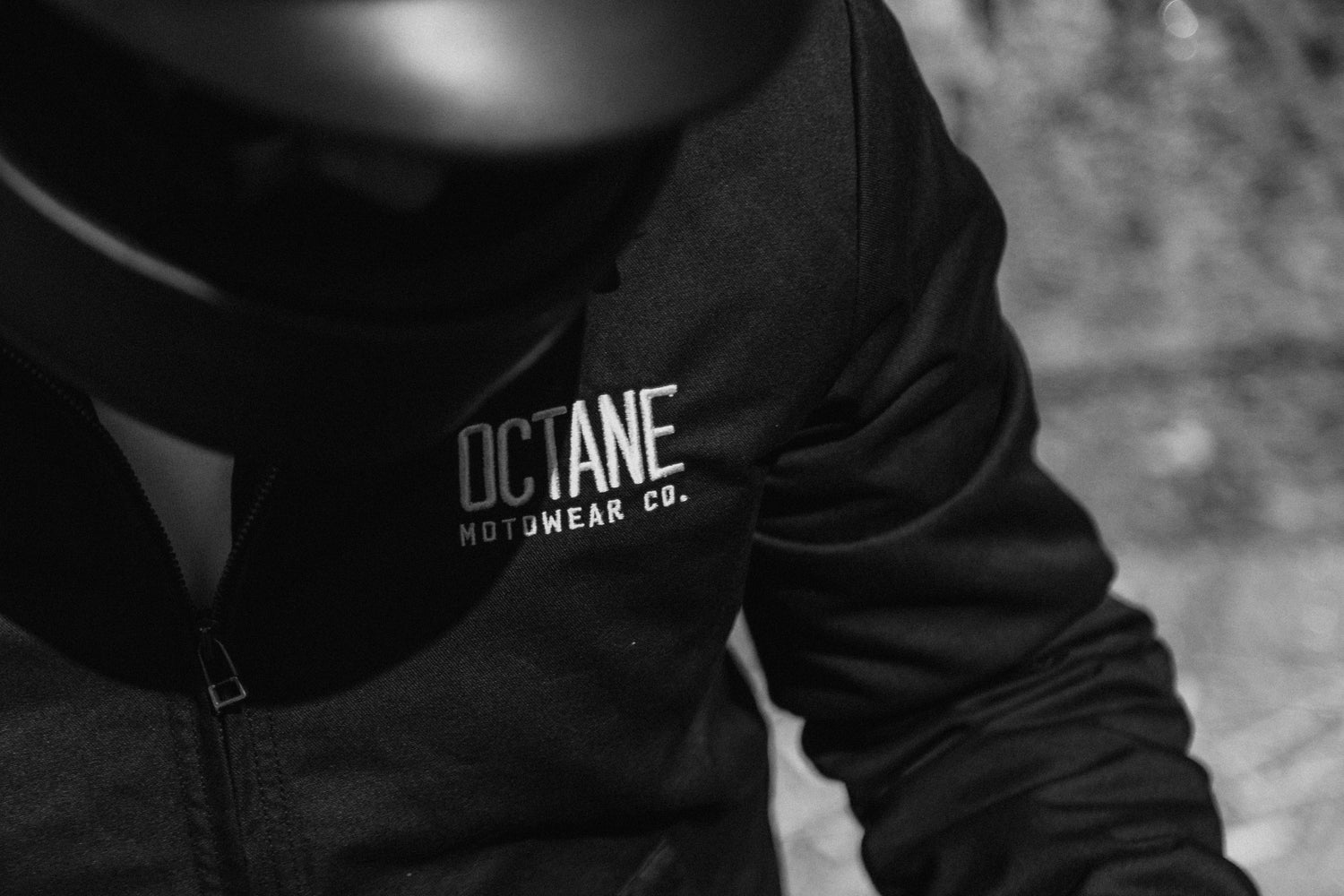 Detail of Octane Motowear Classic Worker black jacket.