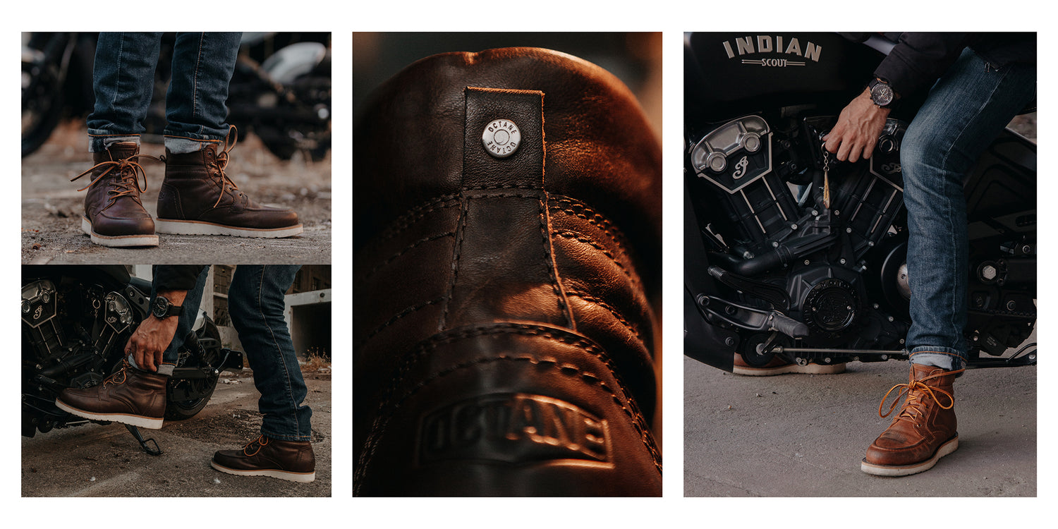 6" moc toe leather casual boots for motorcycle riders.