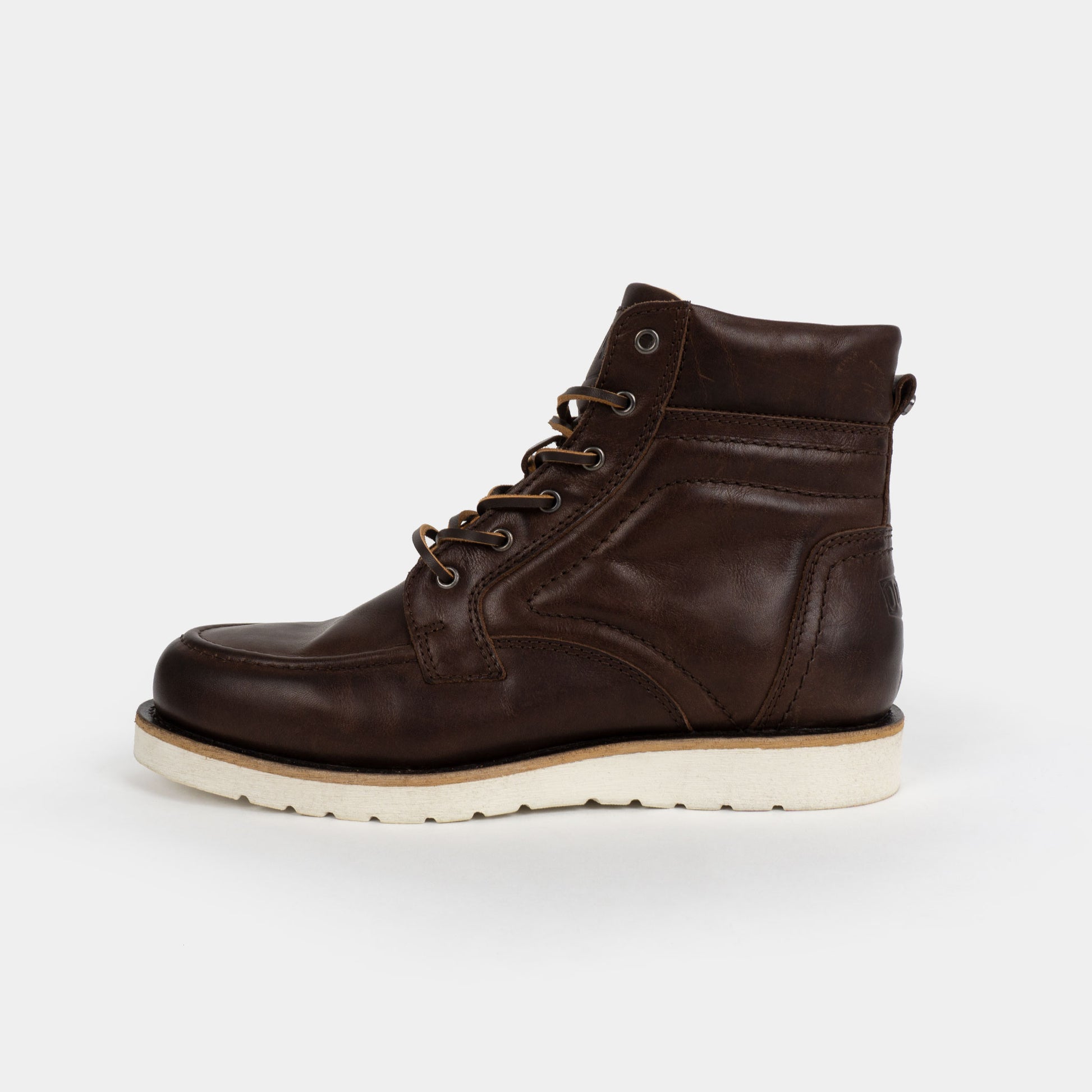 MT-622 moc toe leather boots in dark brown